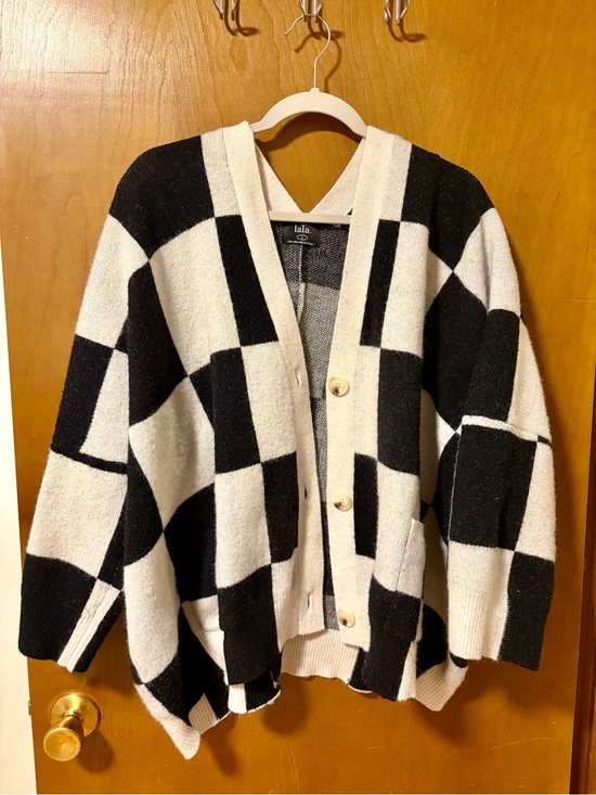 Dressed in LALA Sweaters - Dressed in Lala Black & White Cardigan
